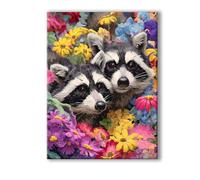 Peinture Numero Adulte Animal, Peinture Numero Adulte avec Cadre 80x100cm, 5D DIY Raton laveur Paint by Numbers avec Pinceaux et Peintures Acryliques, Loisirs Créatifs Adultes Decoration Murale 0R-65