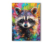 Peinture Numero Adulte Animal, Peinture Numero Adulte avec Cadre 80x100cm, 5D DIY Raton laveur Paint by Numbers avec Pinceaux et Peintures Acryliques, Loisirs Créatifs Adultes Decoration Murale 0R-67