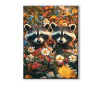 Peinture Numero Adulte Animal, Peinture Numero Adulte avec Cadre 80x100cm, 5D DIY Raton laveur Paint by Numbers avec Pinceaux et Peintures Acryliques, Loisirs Créatifs Adultes Decoration Murale 0R-69