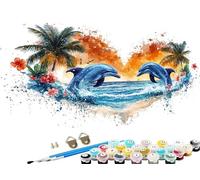 Peinture Numero Adulte animal, Peinture par Numero Adulte Enfant, dauphin Paint by Numbers Kit Numéro d'Art Kit Grand, Peintures et Pinceaux pour Decoration Noel Decoration Chambre 60x120 cm Z-389