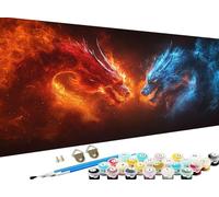 Peinture Numero Adulte animal, Peinture par Numero Adulte Enfant, dragon Paint by Numbers Kit Numéro d'Art Kit Grand, Peintures et Pinceaux pour Decoration Noel Decoration Chambre Cadeau 40x90cm Z-608