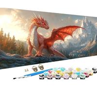 Peinture Numero Adulte animal, Peinture par Numero Adulte Enfant, dragon Paint by Numbers Kit Numéro d'Art Kit Grand, Peintures et Pinceaux pour Decoration Noel Decoration Chambre 70x140 cm Z-533