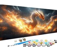 Peinture Numero Adulte animal, Peinture par Numero Adulte Enfant, dragon Paint by Numbers Kit Numéro d'Art Kit Grand, Peintures et Pinceaux pour Decoration Noel Decoration Chambre 40 x 90 CM Z-528