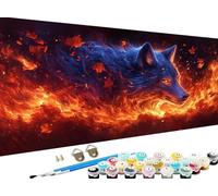 Peinture Numero Adulte animal, Peinture par Numero Adulte Enfant, Loup Paint by Numbers Kit Numéro d'Art Kit Grand, Peintures et Pinceaux pour Decoration Noel Decoration Chambre 30 x 60 CM Z-468