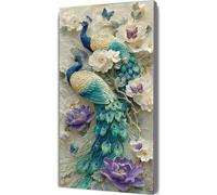Peinture Numero Adulte Animal Peinture par Numero Enfant Paon, DIY Adulte Loisirs Créatifs Toile Peintures à l'huile Kits avec Cadre Acryliques Peintures et Pinceaux pour Femme Cadeaux 40x80cm LE-356