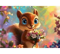 Peinture Numero Adulte Animal Peinture par Numéro pour Adulte Enfant, Écureuil Paint by Numbers DIY Kit Activité Manuelle Enfant avec Peintures Acryliques et Pinceaux, pour Décoration 20x30 cm X-6432