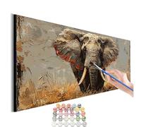 Peinture Numero Adulte Animal Peinture Par NuméRos Grand Format Éléphant Loisirs CréAtifs Adultes Enfant DIY NuméRo D'Art Complet Kit DéButants ,Cadeau GarçOns Filles 3+ Ans, Sans Cadre 50x100cm M-674