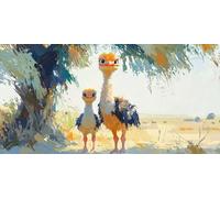 Peinture Numero Adulte Animaux autruche, DIY Peinture Acrylique pour Débutants, Loisirs Créatifs Adultes Activité Manuelle, Peintures par Décoration Murale et Cadeaux Pour La Maison 100x50cm v-179