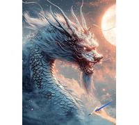 Peinture Numero Adulte Animaux Peinture par Numero Adulte Enfant Kits DIY Dragon Paint by Numbers Art Creatif Bricolage Cheerful Painting by Numbers for Halloween Decoration Cadeau 80x110cm J-05