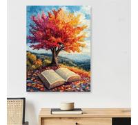 Peinture Numero Adulte Arbre d'automne, Livre Coloriage Par Numero Adulte Activite Manuelle, 1Pack 20x30cm Toile + Peintures + 3 Pinceaux + Lmage de Référence, Decoration Chambre, Cadeau,Model536