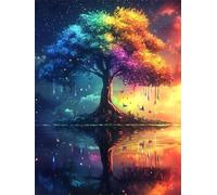 Peinture Numero Adulte Arbre de la vie Peinture par Numero Paysage,DIY Adulte Loisirs Créatifs Toile Peintures à l'huile Kits，Acryliques et Pinceaux pour Débutants et Femme Cadeaux 80x100cm E1-919