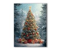 Peinture Numero Adulte Arbre de Noël, Peinture Numero Adulte avec Cadre 20x30cm, 5D DIY Hiver Paint by Numbers avec 3 Pinceaux et Peintures Acryliques, Loisirs Créatifs Adultes Decoration Murale 0R-36