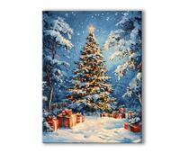 Peinture Numero Adulte Arbre de Noël, Peinture Numero Adulte avec Cadre 45x60cm, 5D DIY Hiver Paint by Numbers avec 3 Pinceaux et Peintures Acryliques, Loisirs Créatifs Adultes Decoration Murale 0R-35
