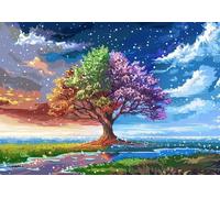Peinture Numero Adulte Arbre de vie ciel étoilé DIY Peinture Acrylique pour Adultes Enfants, Paint by Numbers 60x75CM Facile Sur Toile Avec Peintures et Pinceaux pour Maison Décor,(Sans Cadre) 310ly