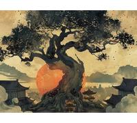 Peinture Numero Adulte Arbre, DIY Peinture Numero Style Chinois Activité Manuelle Adulte Kit avec Pinceaux et Pigment Acryliques, Paint by Numbers, Printemps Decoration, Cadeau Filles, 70x50cm K-4495