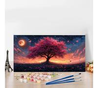 Peinture Numero Adulte Arbre, Kits de Peinture au Numéro 30x60 Activité Manuelle Kit Numéro d'art Complet Creatif Bricolage Adulte Painting by Numbers Chambre Décoration Murale, Cadeaux Femme G8-324