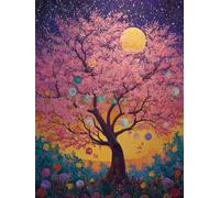 Peinture Numero Adulte Arbre Peinture Numero Enfant, Activité Manuelle Adulte Paint By Numbers Lune DIY Creatif Toile Peintures à L'huile pour Décoration Murale Cadeau Femme 20x30cm Sans Cadre S-25