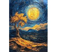 Peinture Numero Adulte Arbre Peinture Numero Enfant, Activité Manuelle Adulte Paint By Numbers Lune DIY Creatif Toile Peintures à L'huile pour Décoration Murale Cadeau Femme 20x30cm Sans Cadre S-23