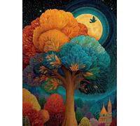 Peinture Numero Adulte Arbre Peinture Numero Enfant, Activité Manuelle Adulte Paint By Numbers Lune DIY Creatif Toile Peintures à L'huile pour Décoration Murale Cadeau Femme 20x30cm Sans Cadre S-13