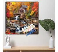 Peinture Numero Adulte Arbre Peinture Numéro Enfant Ruisseau Paint by Numbers,DIY Coloriage par Numero Adulte kits de Peinture Acrylique au Numéro,Loisirs Créatifs Décoration Cadeau 70x70cm,YL801