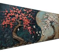 Peinture Numero Adulte Arbre Peinture Numero Fleur Paint by Numbers avec Pinceaux Peintures Acryliques Toile Coloree Kits Loisirs Créatifs Adultes, Decoration Chambre, Cadeau Femme 100x200cm w5-42Q