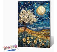 Peinture Numero Adulte Arbre Peinture Par Numero Adulte Abstrait,DIY Enfant Activité Manuelle Kit Creatif 100x135cm, Kit Coloriage Avec PigmentéE Et Pinceaux, Decoration Murale (Sans Cadre) -LKF076328