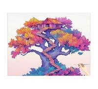 Peinture Numero Adulte Arbre Peinture par Numero Adulte Cabine, Cheerful Painting by Numbers Bricolage Activité Manuelle Tableau a Peindre Kit Cadeau Femme Decoration Murale Sans Cadre 40x30cm Y-91