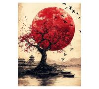 Peinture Numero Adulte Arbre, Toile Peinture Numero Enfant Débutants Bateau, Canevas Kit Complet Adulte 55 x 40CM Avec Pinceaux et Acrylique, DIY Paint by Numbers pour Decoration Murale LSJ-19