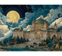 Peinture Numero Adulte Architecture, DIY Peinture Numero Ciel éToilé Activité Manuelle Adulte Kit avec Pinceaux et Pigment Acryliques, Paint by Numbers, Printemps Decoration Cadeau, 70x50cm X-3217