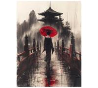 Peinture Numero Adulte Architecture japonaise Loisirs CréAtifs Adultes avec Kit Pinceaux Peinture Acrylique et Toile a Peindre 135x100cm Geisha Paint by Numbers for Adults pour Cadeau Femme 8YH-3248