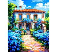 Peinture Numero Adulte, Architecture Peinture par Numero Adulte Enfants DIY Paint by Numbers Fleur avec Pigment et Pinceaux, Kit de Loisirs Créatifs pour Decoration Maison 40x50cm (Sans Cadre) 6-59