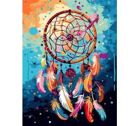 Peinture Numero Adulte Attrape-Rêves, DIY Plume Peinture par Numero Adulte, Acryliques Peinture par Numéros pour Adultes Débutants Enfants, Loisirs Créatifs Adultes Tableau Decoration Murale 30x40cm