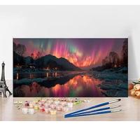 Peinture Numero Adulte Aurore Peinture Numero Enfant Neige Painting by Numbers, DIY Loisir Creatif Adulte Couleur Canevas Travaux Manuels, Décoration Murale Cadeau Femme Sans Cadre 70x140cm A-I130