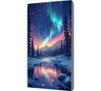 Peinture Numero Adulte Aurores boréales Peinture par Numero Enfant Paysage,DIY Adulte Loisirs Créatifs Peintures à l'huile Kits,Cadre Acryliques Peintures et Pinceaux,Femme Cadeaux 50x150cm LE-959