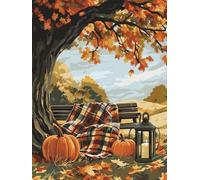 Peinture Numero Adulte automne citrouille Peinture par Numero Adulte pour Débutants, Peinture sur Toile avec 3 Pinceaux et des Peintures Acryliques, Cadeau pour Femmes et pour Décor 90X120CM J0-519
