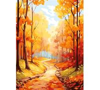 Peinture Numero Adulte Automne, DIY Forêt Peinture par Numero Adulte, Acryliques Peinture par Numéros pour Adultes Débutants Enfants, Loisirs Créatifs Adultes pour Tableau Decoration Murale 30x40cm