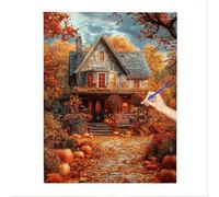 Peinture Numero Adulte Automne, DIY Peinture Enfant Cabine, Loisirs Créatifs Adultes, Paint by Numbers Kit Peintures et Pinceaux, sur Toile 30x40cm pour Noel Decoration Chambre, Cadeau Femme E-72