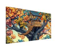 Peinture Numero Adulte Automne, DIY Peinture par Numero Enfant, Paysage Paint by Numbers Activité Manuelle Adulte, Kits de Peintures au Numéro Toile Peintures 160x70cm, Tableau Decoration Murale R-40