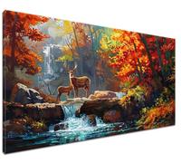 Peinture Numero Adulte, Automne Kit de Peinture à l'huile sur Toile par Numéro, Cerf Peinture par Numéros pour Enfants ou Débutants, Paint by Numbers for Adults avec Pinceaux et Pigment 50x70cm H-3
