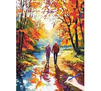 Peinture Numero Adulte Automne Peinture Numero Enfant Paysage Loisirs Créatifs Adulte, Cheerful Painting by Numbers Bricolage Kits Tableau a Peindre pour Cadeau Femme Decoration Murale 40x50cm F-59