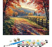 Peinture Numero Adulte automne Peinture par Numero Enfant Automne Peinture au Numéro,DIY Creatif Adulte Toile Peinture à l'huile Kits,Acryliques et Pinceaux,Débutants et Femme Cadeaux 40x30cm M-1337