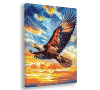 Peinture Numero Adulte avec Cadre, 30x40cm Peinture par Numero Adulte Animal, Loisirs Créatifs Adultes, DIY Aigle Paint by Numbers avec Pinceaux et Acrylique, pour la Decoration Murale, Cadeaux, B-86