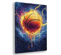Peinture Numero Adulte avec Cadre, 50x70cm Peinture par Numero Adulte Basket-Ball, Loisirs Créatifs Adultes, DIY Fantaisie Paint by Numbers avec Pinceaux et Acrylique, pour Decoration Murale, J-32