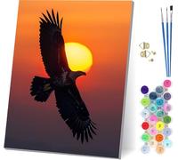 Peinture Numero Adulte avec Cadre Aigle, Peinture par Numero Adulte Coucher De Soleil, DIY Loisirs Créatifs Adultes, Numero d'art Kits avec Pinceaux et Acryliques, Décoration Maison 20x30cm I-9215
