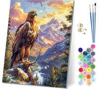 Peinture Numero Adulte avec Cadre Aigle, Peinture par Numero Adulte Montagne, DIY Loisirs Créatifs Adultes, Numero d'art Kits avec Pinceaux et Acryliques, Décoration Maison Cadeau 100x130cm P-1965