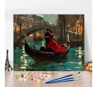 Peinture Numero Adulte Avec Cadre Amour Peinture Numero Bateau, Kit de Bricolage Activite Manuelle Adulte Paint by Numbers par Débutants avec Accessoires pour Decoration Maison, Cadeau 80x50cm 7-L7565