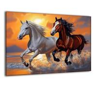 Peinture Numero Adulte avec Cadre Animal Cheval, Coloriage Par Numero Kit avec Pinceaux et Peinture acrylique, Loisir Creatif Adulte Kit, Automne Halloween Maison Murale Decoration 40x50cm J-a-282