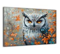 Peinture Numero Adulte avec Cadre Animal Hibou, Coloriage Par Numero Kit avec Pinceaux et Peinture acrylique, Loisir Creatif Adulte Kit, Automne Halloween Maison Murale Decoration 80x100cm J-a-104
