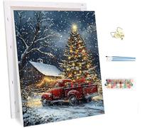 Peinture Numero Adulte avec Cadre Arbre De NoëL, Peinture Numero ScèNe De Neige, DIY Activité Manuelle Adulte, Paint by Numbers for Adults avec Pinceaux, Decoration Maison Cadeau 100x130cm 2-1424