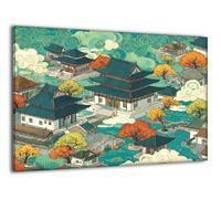 Peinture Numero Adulte avec Cadre Arbres Maisons, Coloriage Par Numero Kit avec Pinceaux et Peinture acrylique, Loisir Creatif Adulte Kit, Automne Halloween Maison Murale Decoration 80x100cm J-a-214